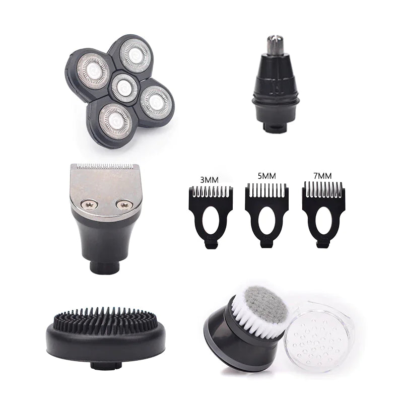 Rasoir électrique rotatif 5-en-1 4D Rechargeable Tête chauve Cheveux Tondeuse à barbe Rasoir