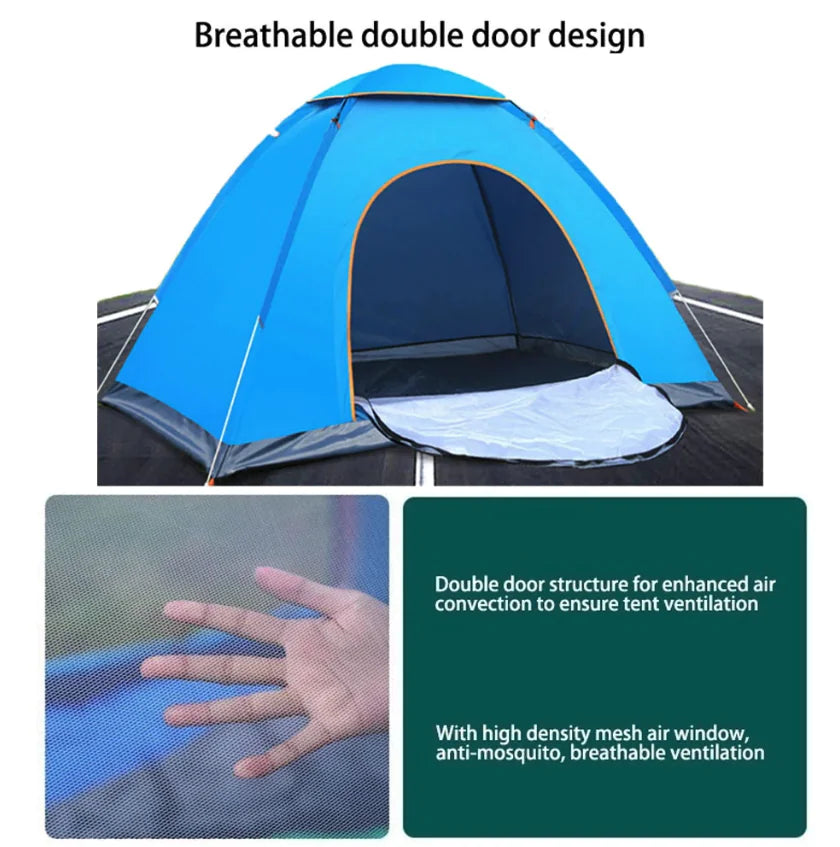 Tente Pop Up Tente De Camping Pour 2-3 Personnes Abri De Randonnée Étanche À L'auvent Pour L'extérieur