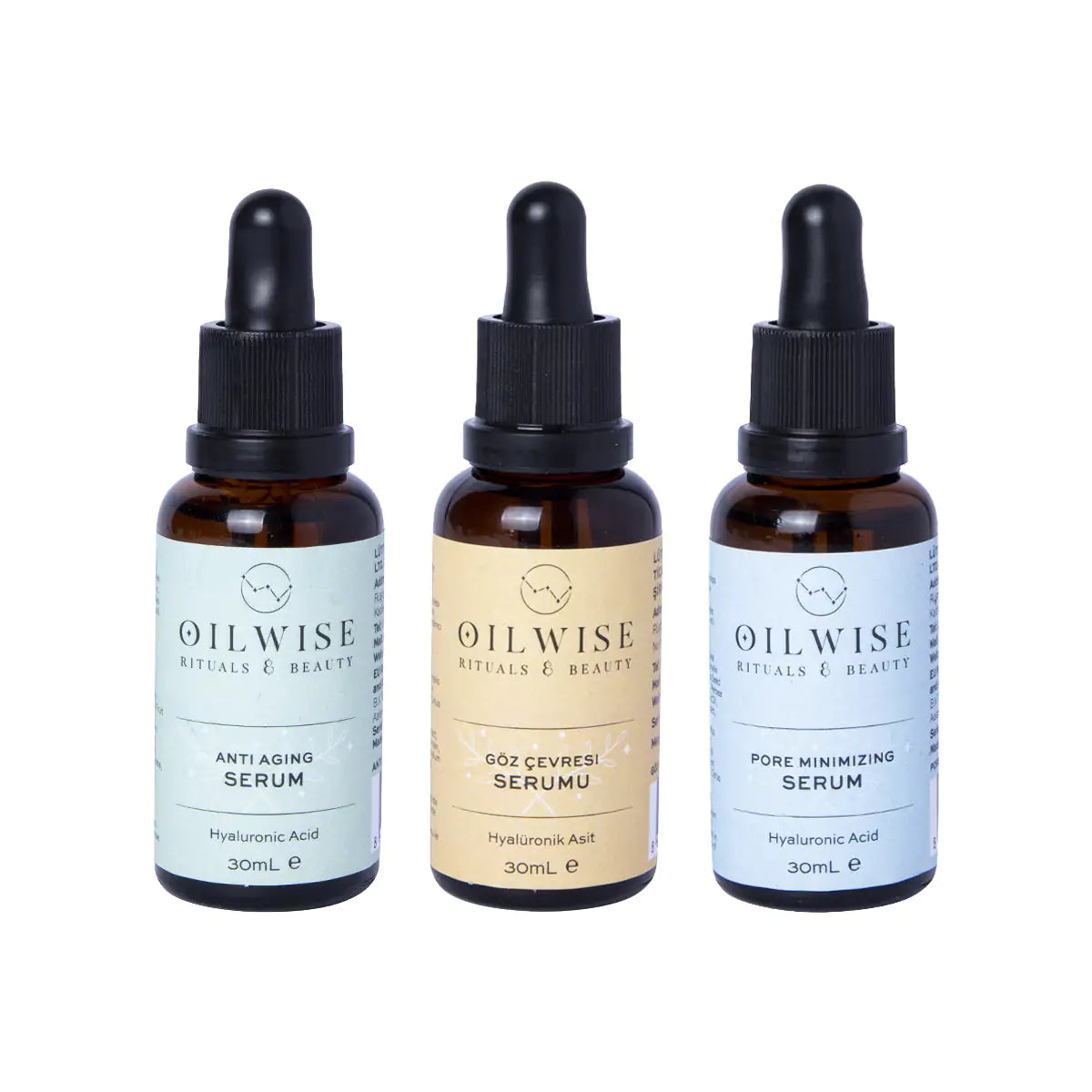 Ensemble de sérum anti-âge Oilwise et sérum minimisant les pores et sérum de réparation des yeux