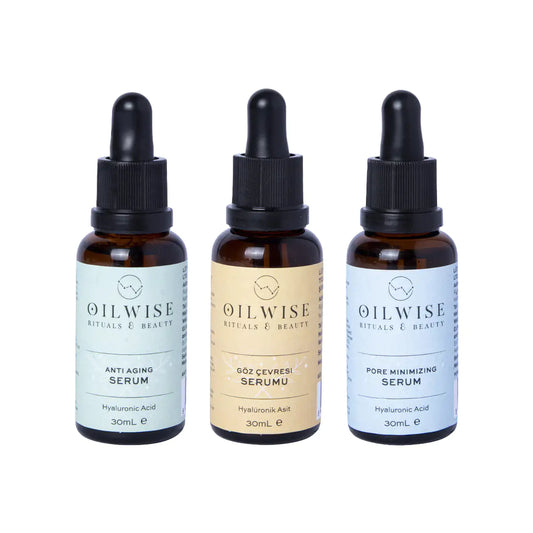 Ensemble de sérum anti-âge Oilwise et sérum minimisant les pores et sérum de réparation des yeux