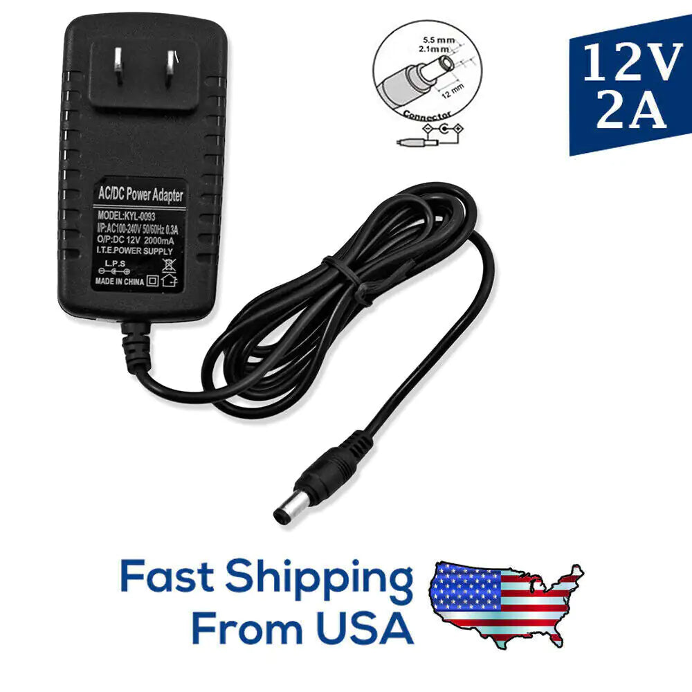 AC 100-240V à DC 12V 2A Adaptateur d'alimentation Bande lumineuse LED robuste 24W SMD