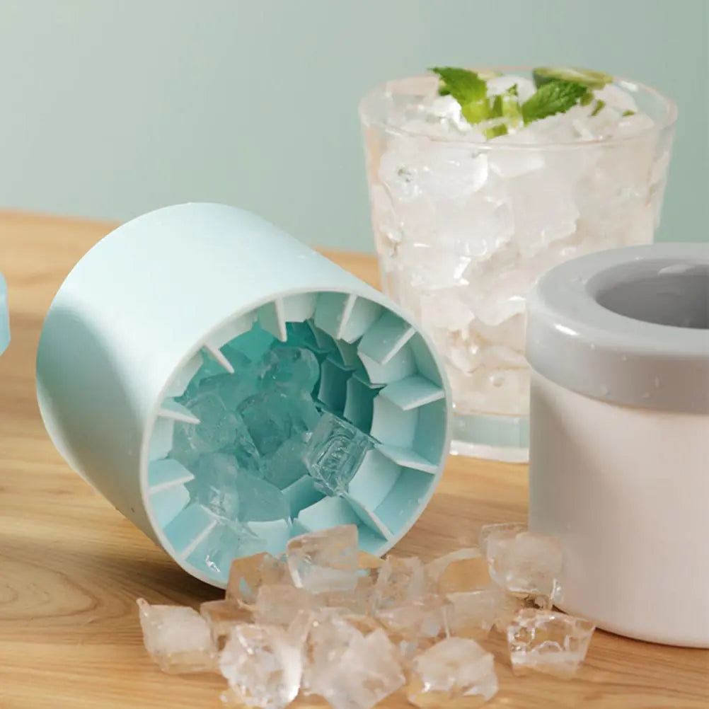 Seau de machine à glaçons portable à cylindre en silicone