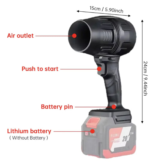Souffleur d'air à ventilateur turbo portatif de 1000 W, vitesse en continu, poussée de 500 g, compatible avec la batterie Makita