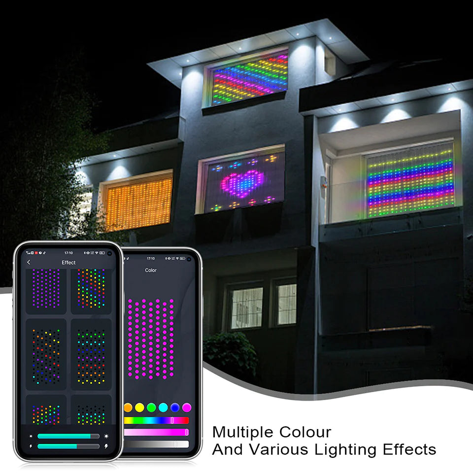 LED Bluetooth Smart RGB Curtain Lights - DIY Fairy Light Garland pour les fêtes, les mariages et la décoration de Noël