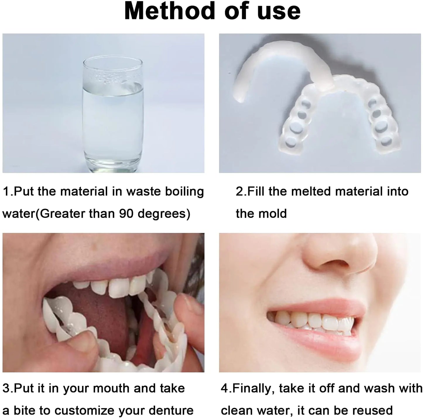 Sourire instantané de fausses dents en silicone