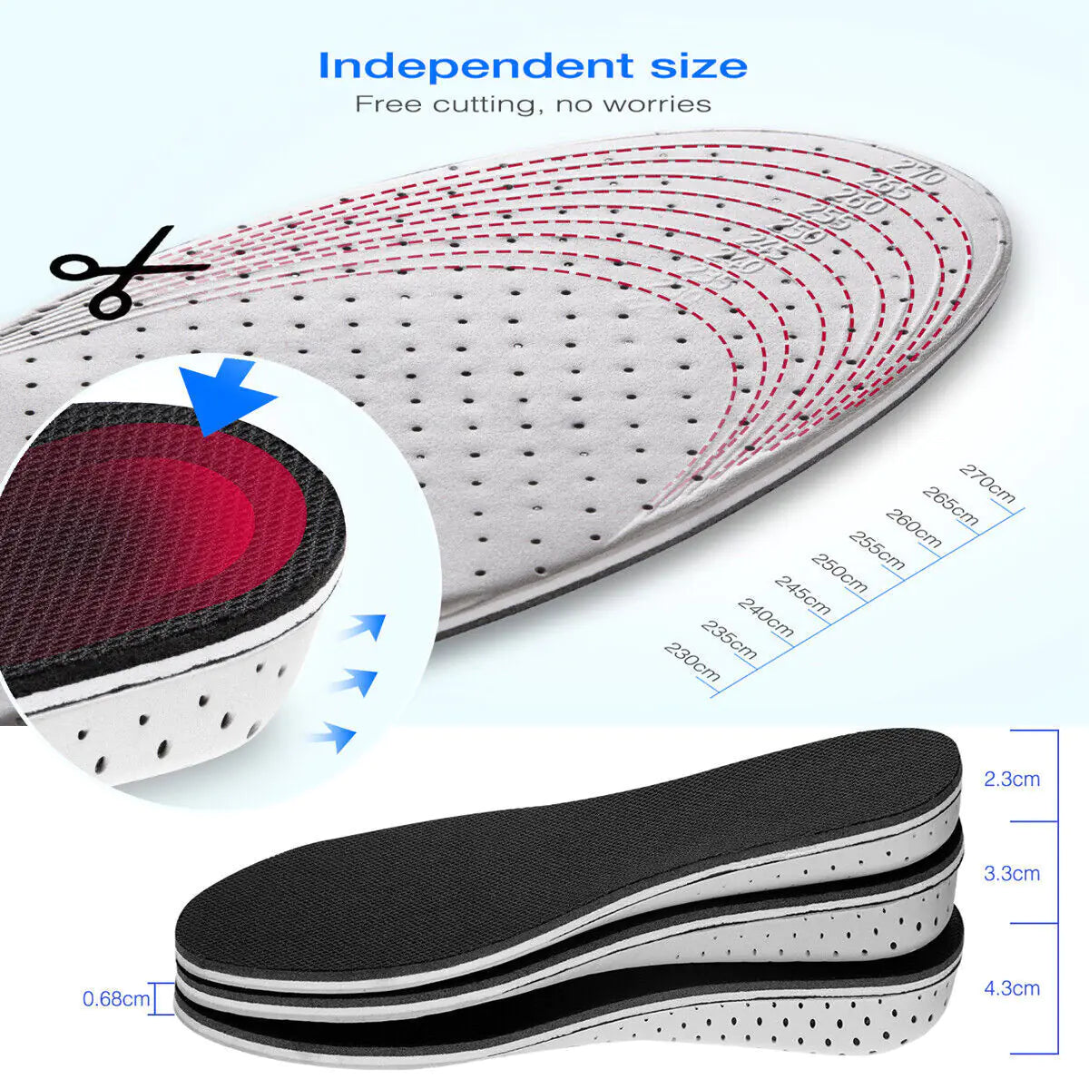Hommes Femmes Invisible Height Increase Insoles Heel Lift Taller Shoe Inserts Pad US