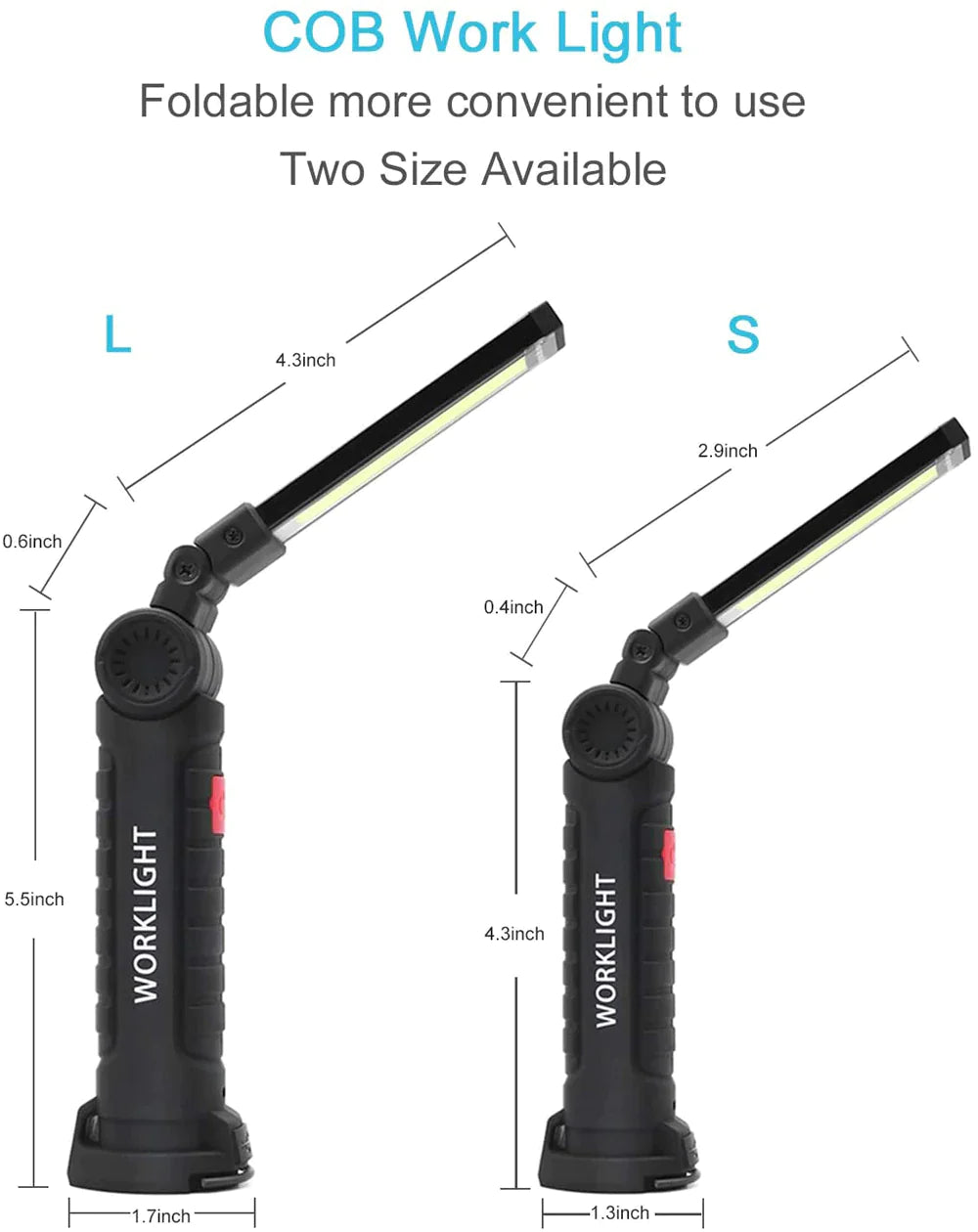 Rechargeable LED COB Lampe de travail Lampe de poche mécanique Base magnétique lumineuse