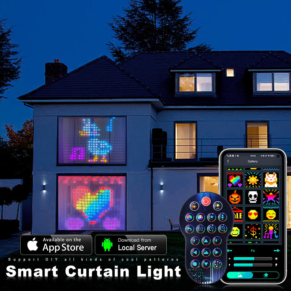 LED Bluetooth Smart RGB Curtain Lights - DIY Fairy Light Garland pour les fêtes, les mariages et la décoration de Noël