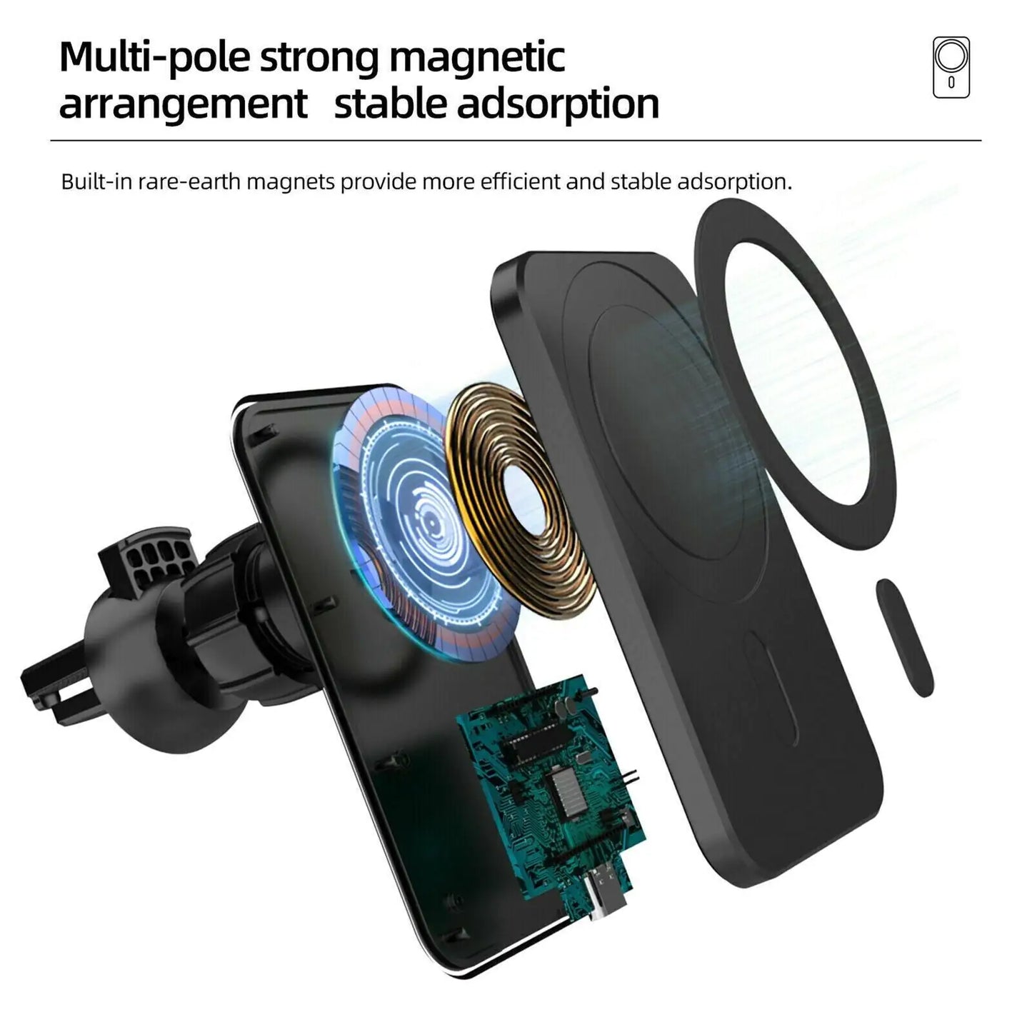 Support de montage de voiture pour chargeur sans fil magnétique pour iPhone 12 13 14 Pro Max MagSafe