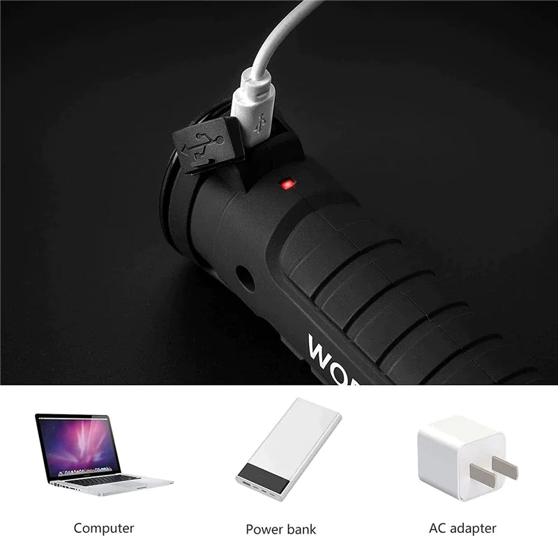 Rechargeable LED COB Lampe de travail Lampe de poche mécanique Base magnétique lumineuse