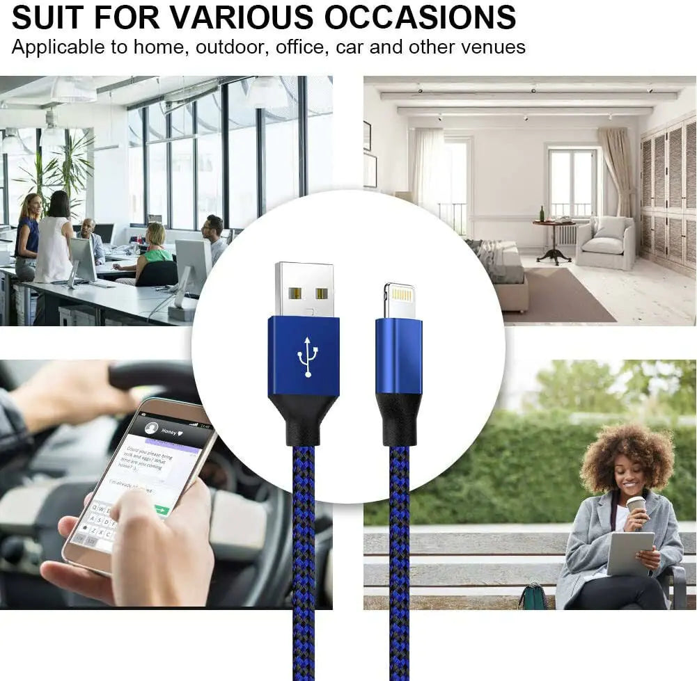 Paquet De 5 Câble USB De Chargeur Rapide Pour iPhone 6 7 8Plus iPhone XR XS Max 12 13 14 Pro