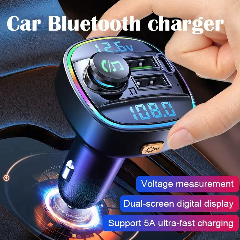 Bluetooth 5.0 Adaptateur d'émetteur FM sans fil de voiture Chargeur USB PD AUX Mains libres