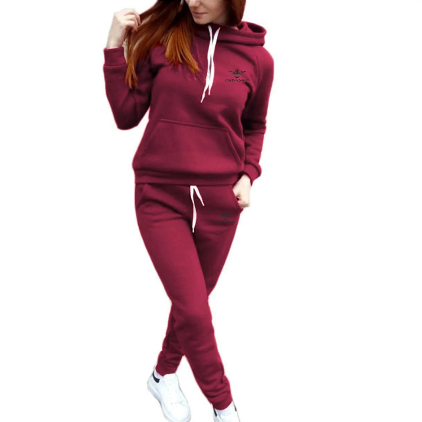 Ensemble à capuche deux pièces d'automne et d'hiver pour femmes