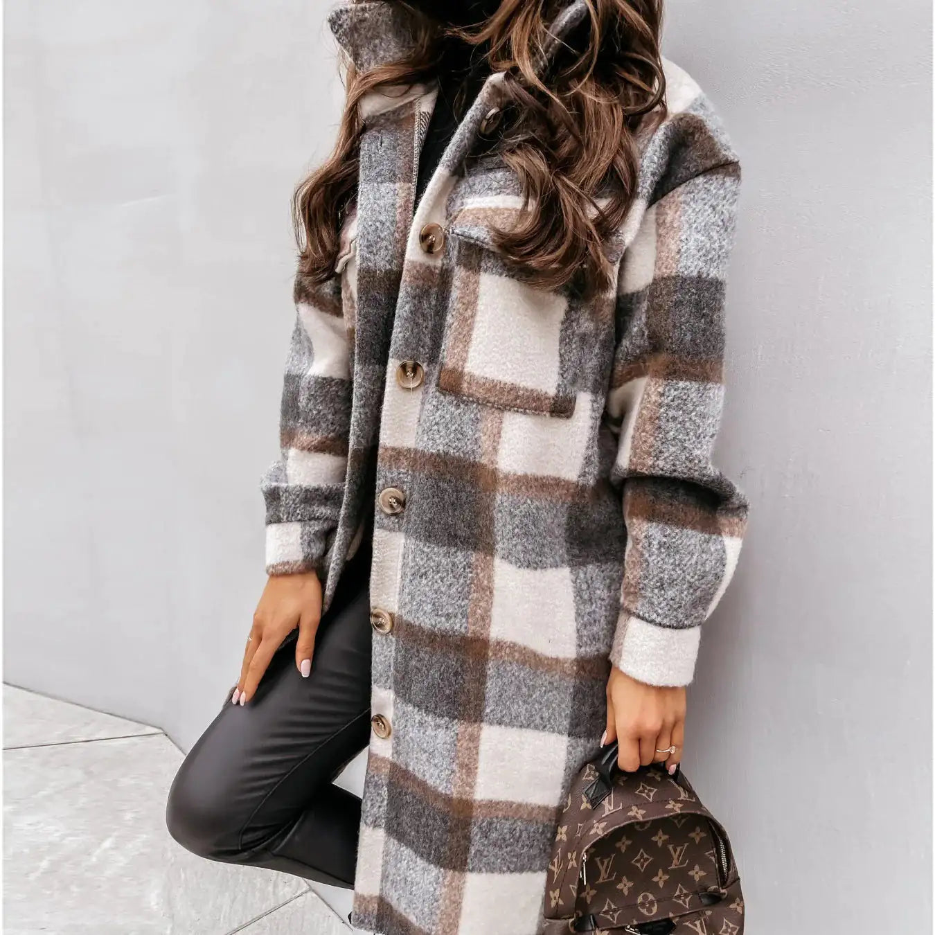 Manteau à carreaux en laine