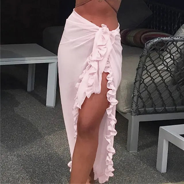 Robe portefeuille sarong de plage en mousseline de soie