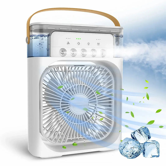 Ventilateur électrique USB 3-en-1 portable avec veilleuse à LED et humidificateur de brouillard d'eau