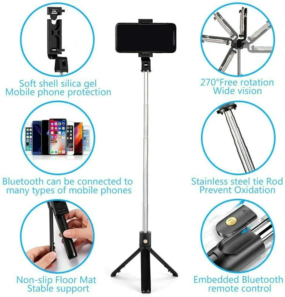 Selfie Stick Trépied Support de bureau à distance Support de téléphone portable pour iPhone Samsung US