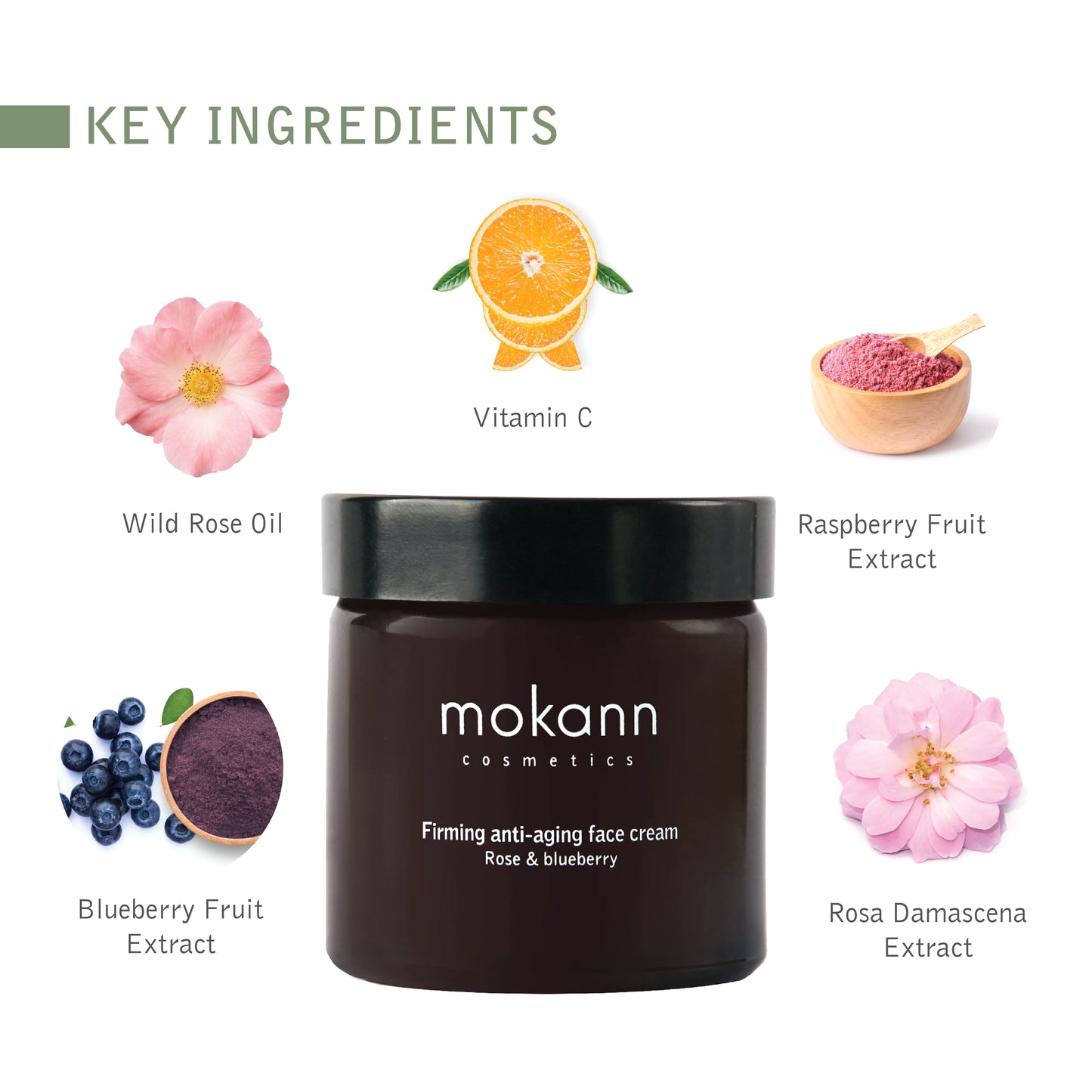 Crème raffermissante pour le visage anti-âge Rose et Blueberry. Nourrir, hydrater et effacer profondément la peau. Enrichi en antioxydants et en mélange d'huiles nourrissantes.