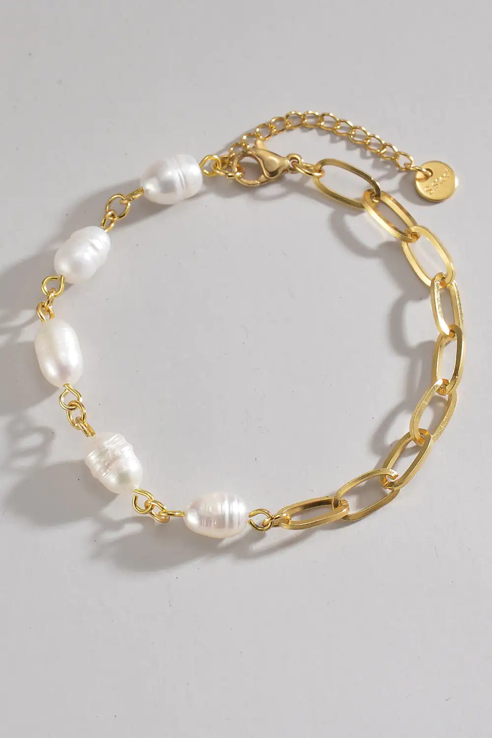 Bracelet en acier inoxydable demi-perle demi-chaîne