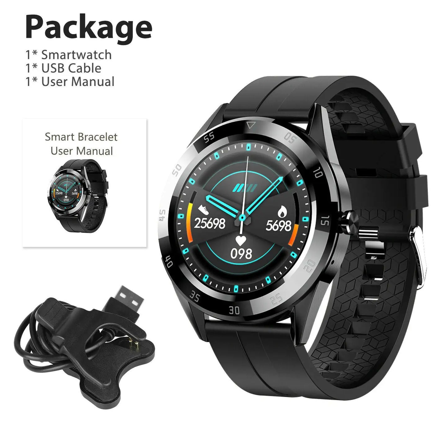 Waterproof Bluetooth Smart Watch Phone Mate Heart Rate Tracker Pour iOS Android