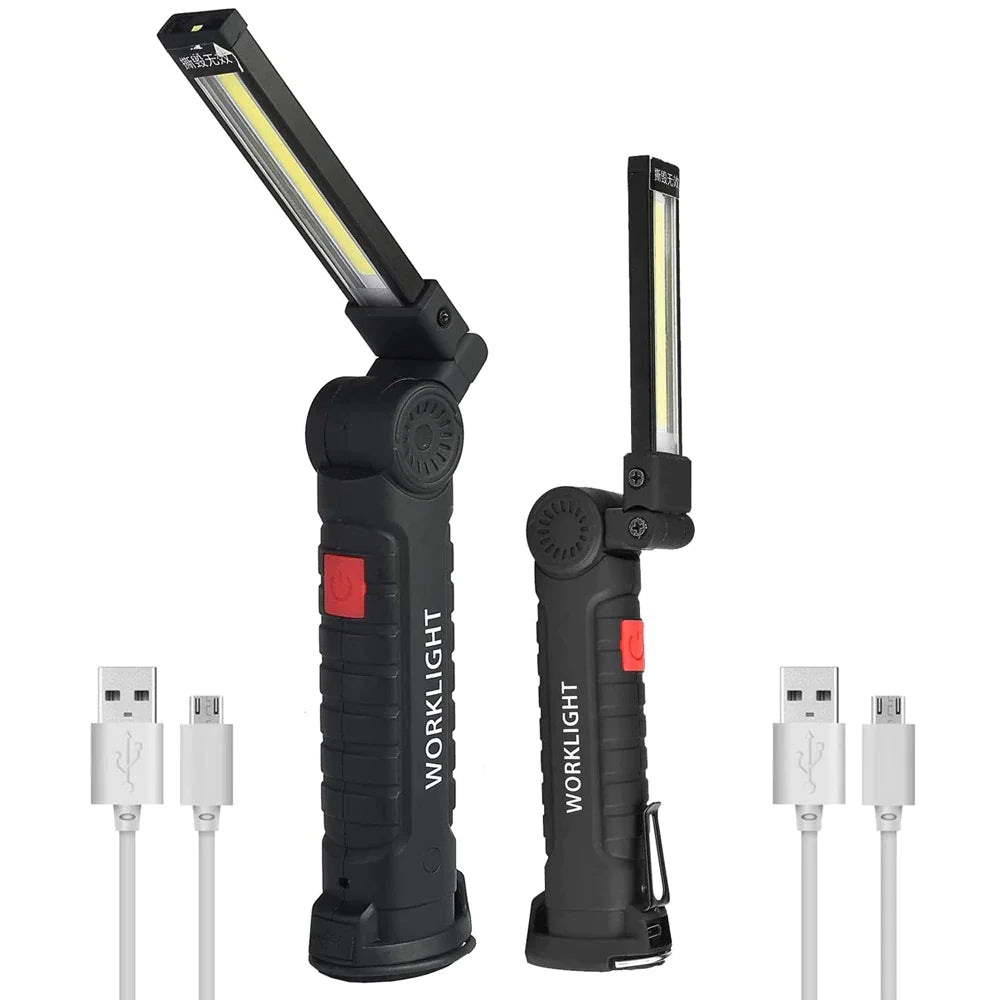 Rechargeable LED COB Lampe de travail Lampe de poche mécanique Base magnétique lumineuse