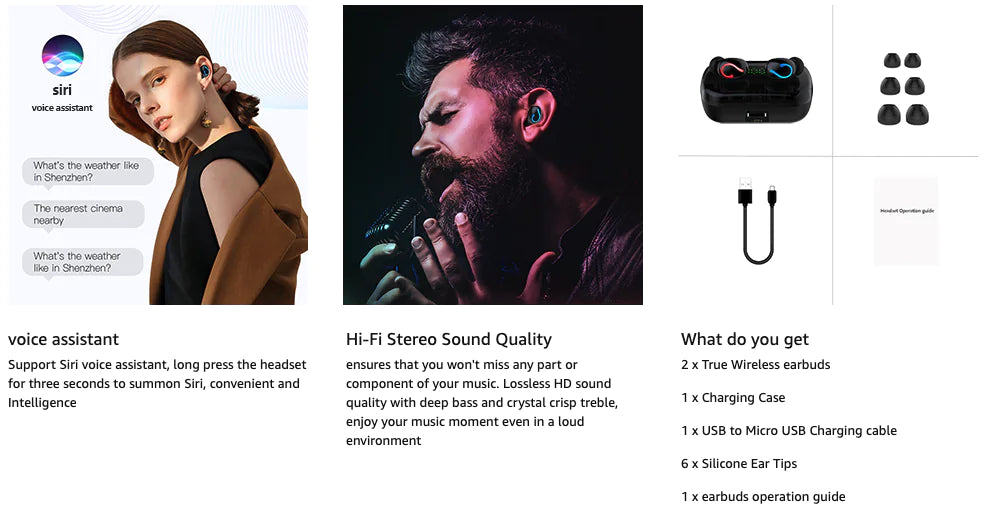 Casque Bluetooth 5.1 Écouteurs sans fil TWS Mini écouteurs Écouteurs stéréo IPX7