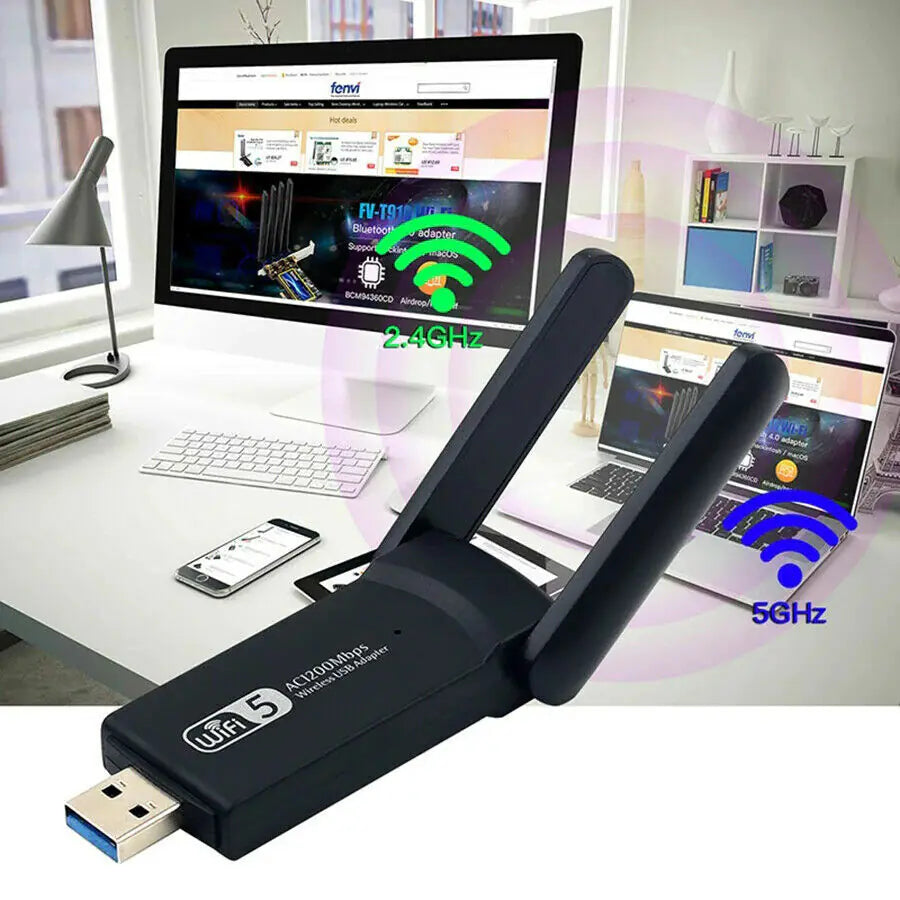 1200 Mbps Longue Portée AC1200 Dual Band 5GHz Wireless USB 3.0 WiFi Adapter Antennas
