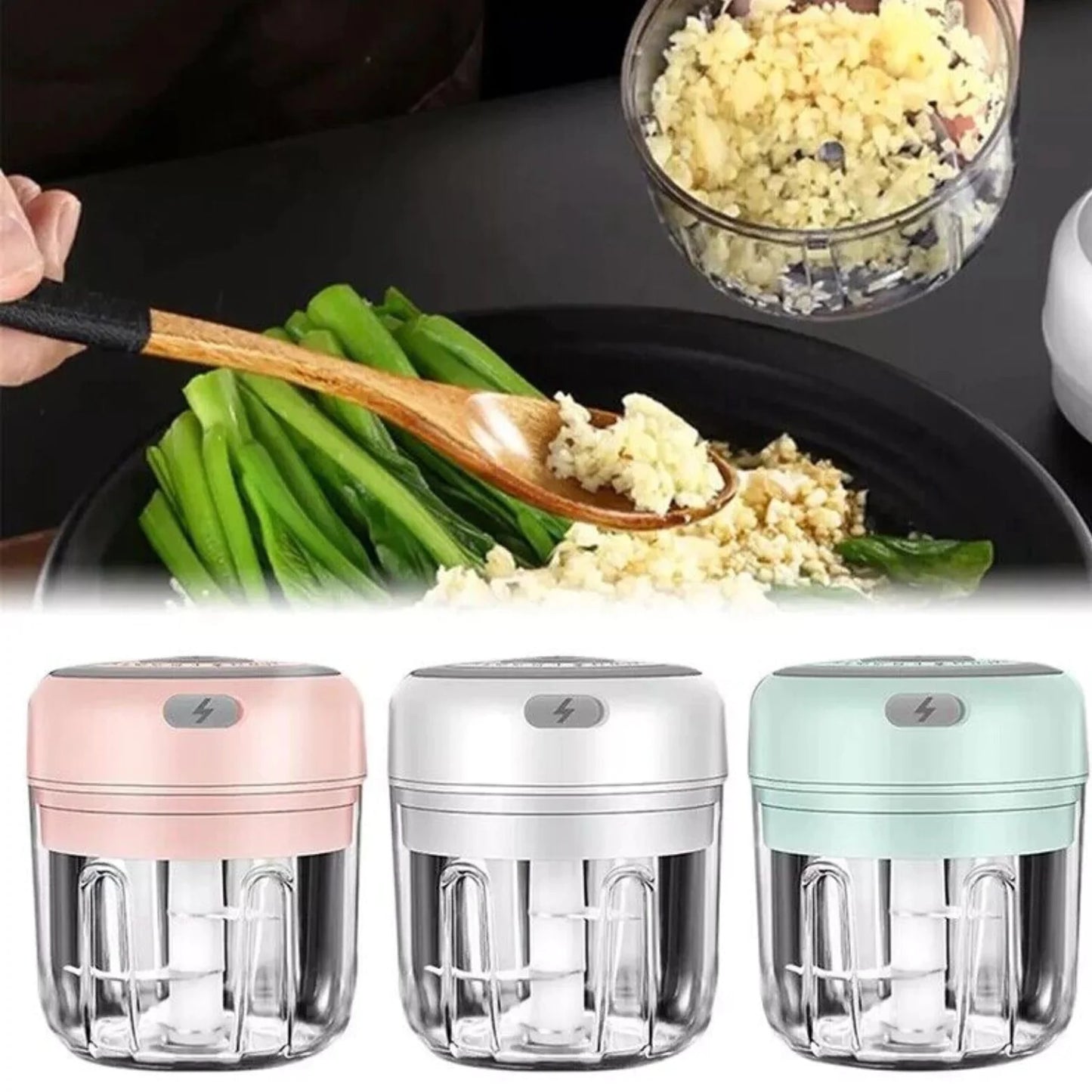 Électrique 300ML Ail Presse Chopper Chili Oignon Fruits Viande Hachoir Mélangeur Mélangeur