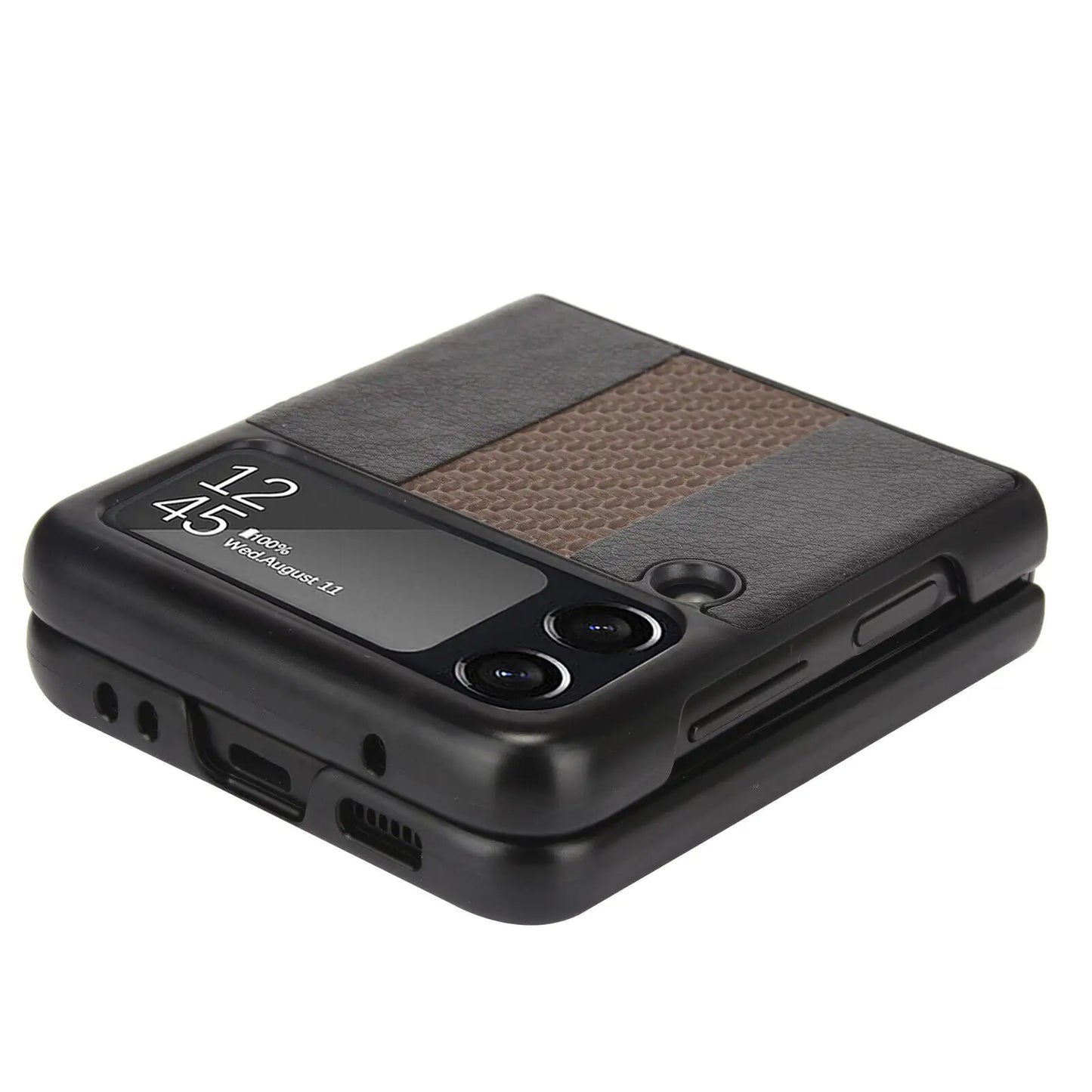 Pour Samsung Galaxy Z Flip 3 5G Housse de téléphone en cuir pliant mince et antichoc
