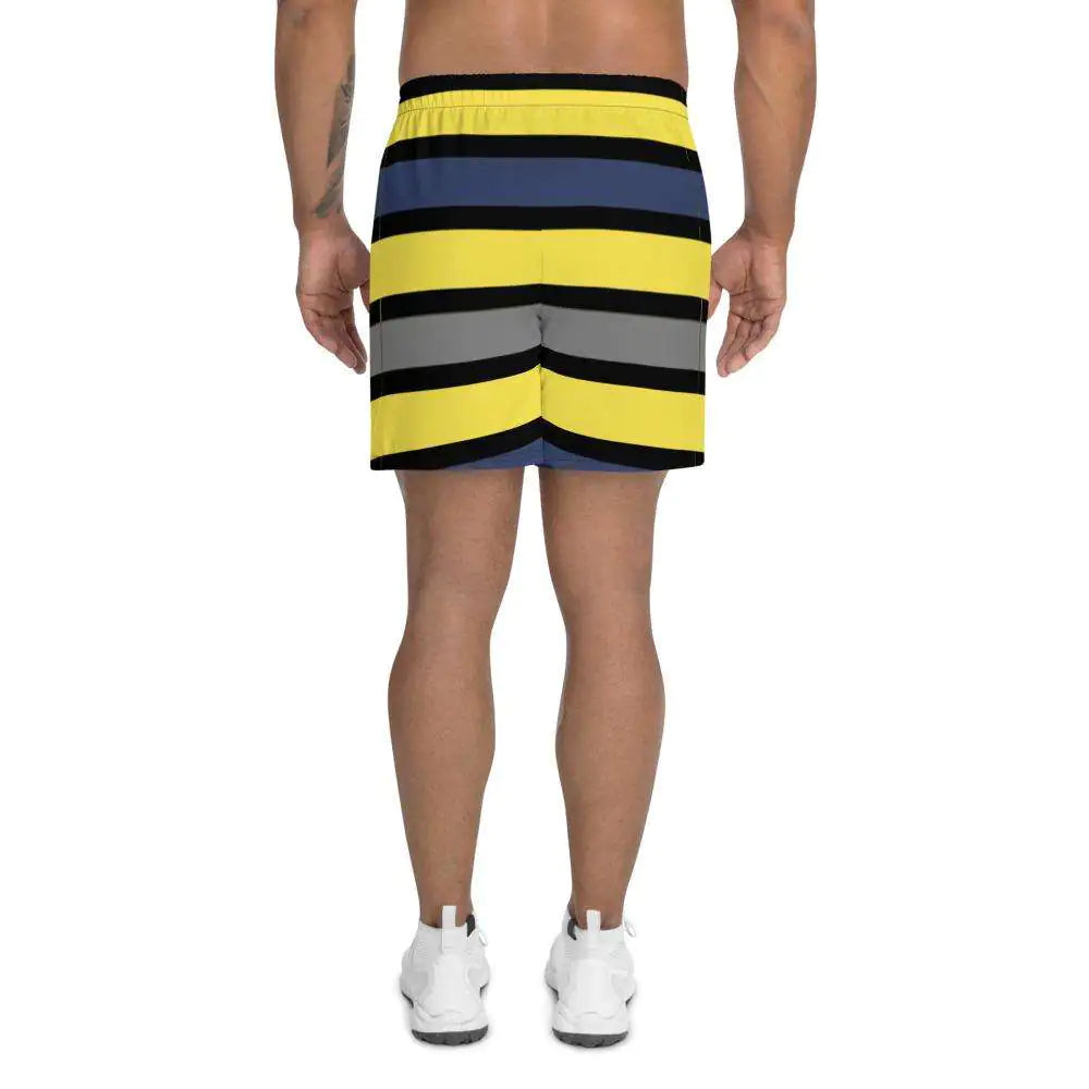Short long tropical bleu foncé/jaune pour homme