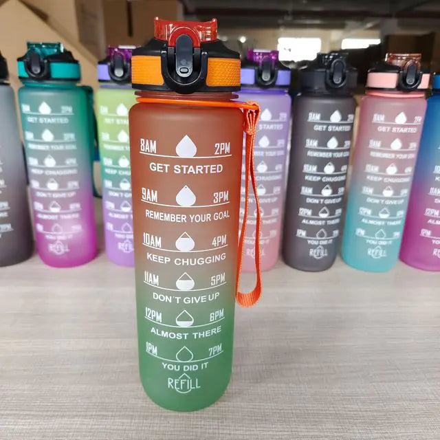 Bouteille d'eau de 1 litre Bouteille d'eau de sport de motivation étanche