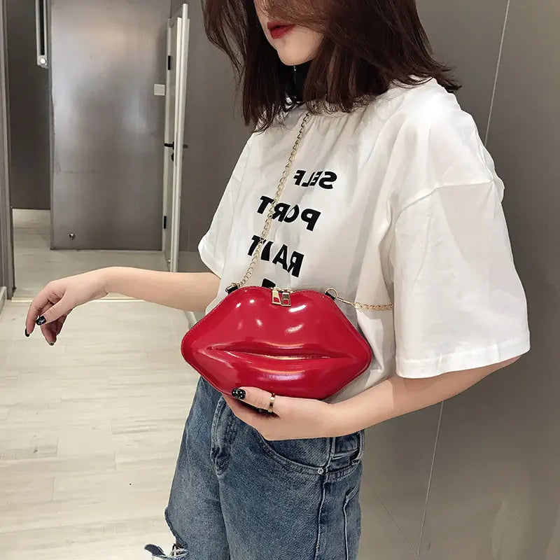 Mini sacs pour femmes 2023 New Fashion All-match Women's Shoulder Bag PU Solid Color Zipper Crossbody Patent Leather Lip Chain Bag