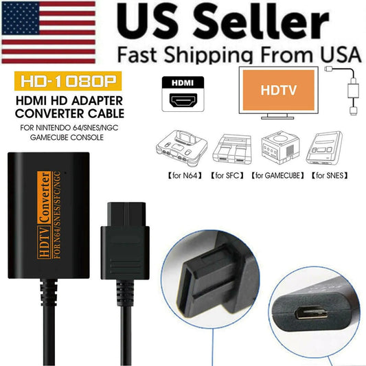 Adaptateur Convertisseur N64 Vers HDMI Câble De Liaison HD Pour Nintendo Gamecube Super NES SNES