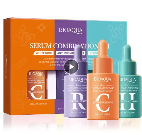 BIOAQUA A-Sérum pour le visage à l'acide hyaluronique - Ensemble de soins de la peau avancés (3pcs)