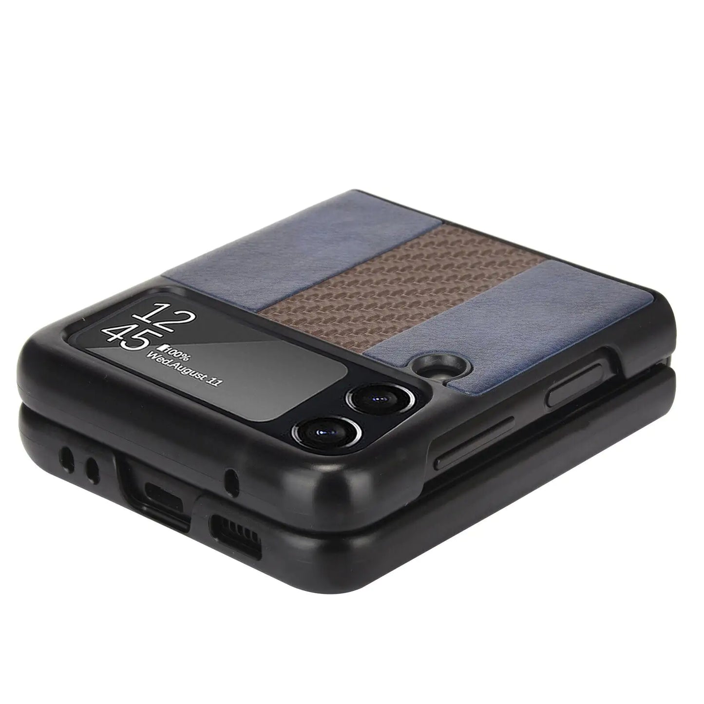 Pour Samsung Galaxy Z Flip 3 5G Housse de téléphone en cuir pliant mince et antichoc