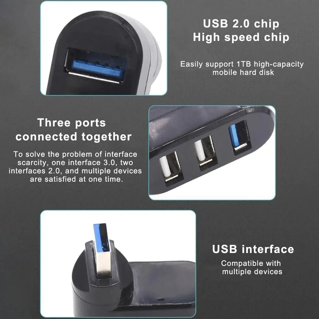 Adaptateur pour ordinateur portable haute vitesse 3 ports USB 3.0 Multi HUB Splitter Expansion Desktop PC