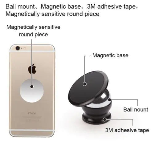Support de station d'accueil à bille de montage sur tableau de bord magnétique à 360 degrés pour tablette de téléphone universel