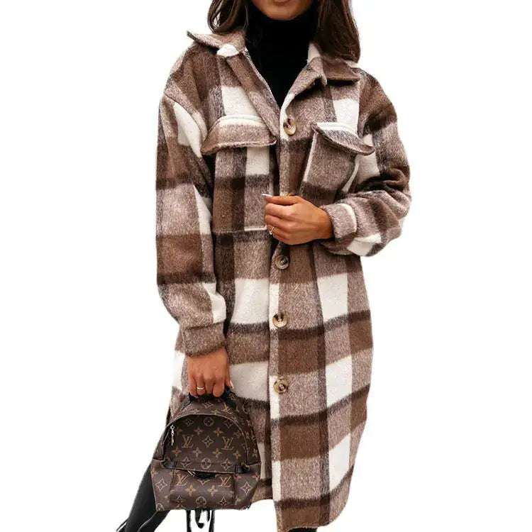 Manteau à carreaux en laine
