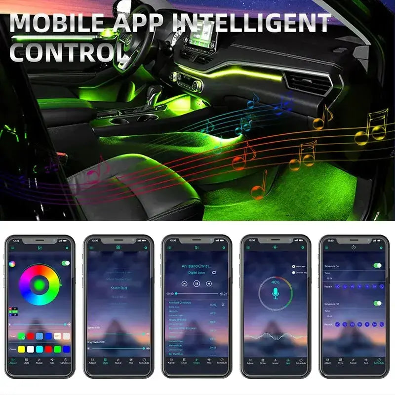 Lumières d'atmosphère RVB à l'intérieur de la voiture multifonctionnelle