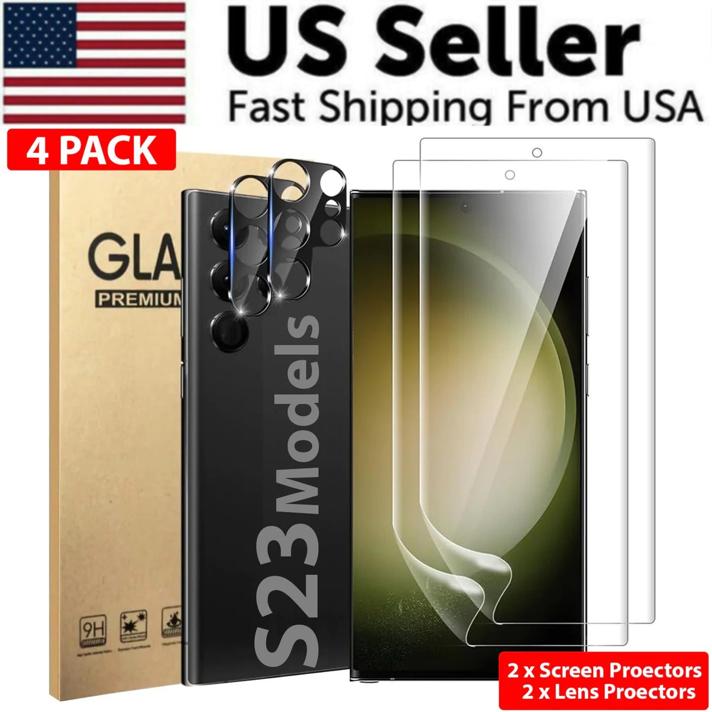 Protecteur D'écran En Verre Trempé Lens Hydrogel Pour Samsung S23 S22 Ultra Plus USA