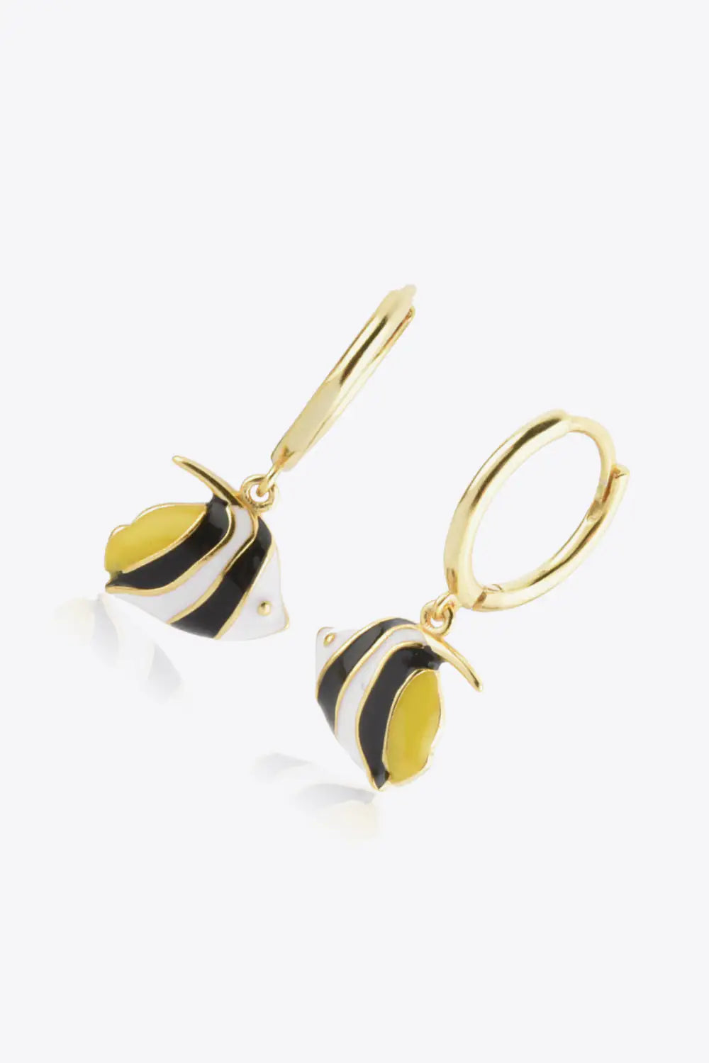 Boucles d'oreilles en argent sterling 925 Fish Drop Huggie