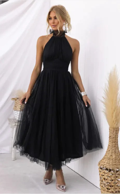 Robe décontractée à col roulé pour femmes en maille à col licou