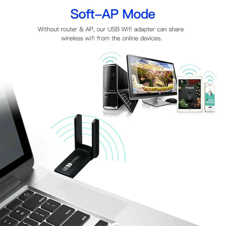 1200 Mbps Longue Portée AC1200 Dual Band 5GHz Wireless USB 3.0 WiFi Adapter Antennas