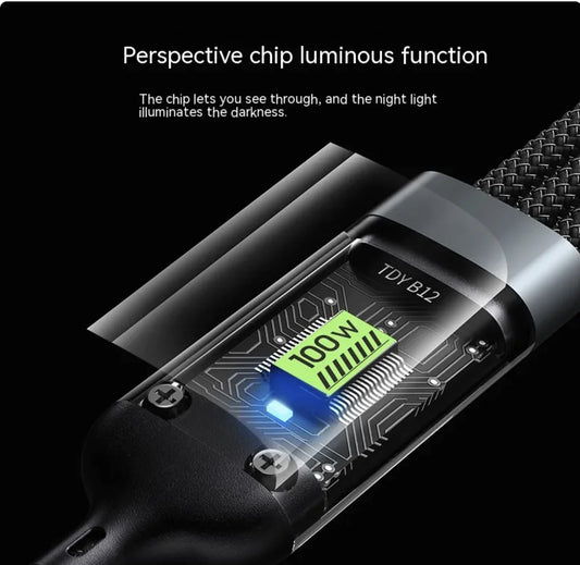 Câble de données de téléphone portable 3-en-1 avec charge légère et super rapide de 6A