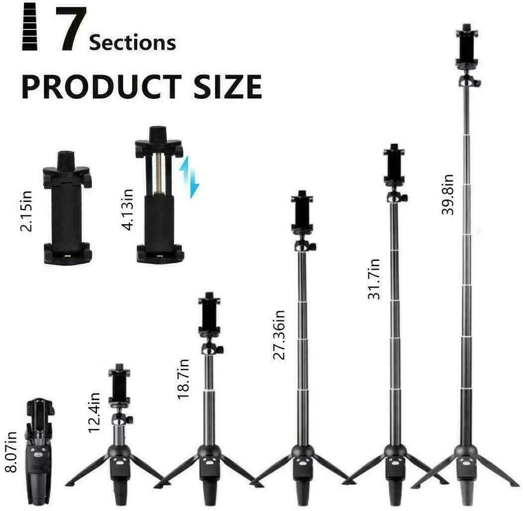 Selfie Stick Trépied 40" Bluetooth Remote Portable pour iPhone et téléphones Android