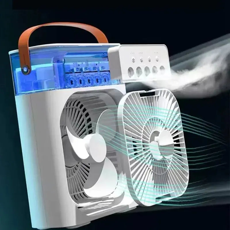 Ventilateur électrique USB 3-en-1 portable avec veilleuse à LED et humidificateur de brouillard d'eau