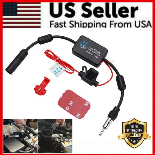 Car Auto Stereo FM & AM Radio Signal Antenna Aerial Signal Amp Amplificateur Booster