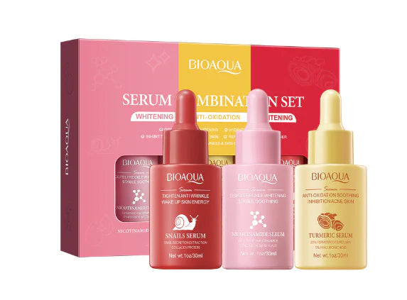 BIOAQUA A-Sérum pour le visage à l'acide hyaluronique - Ensemble de soins de la peau avancés (3pcs)
