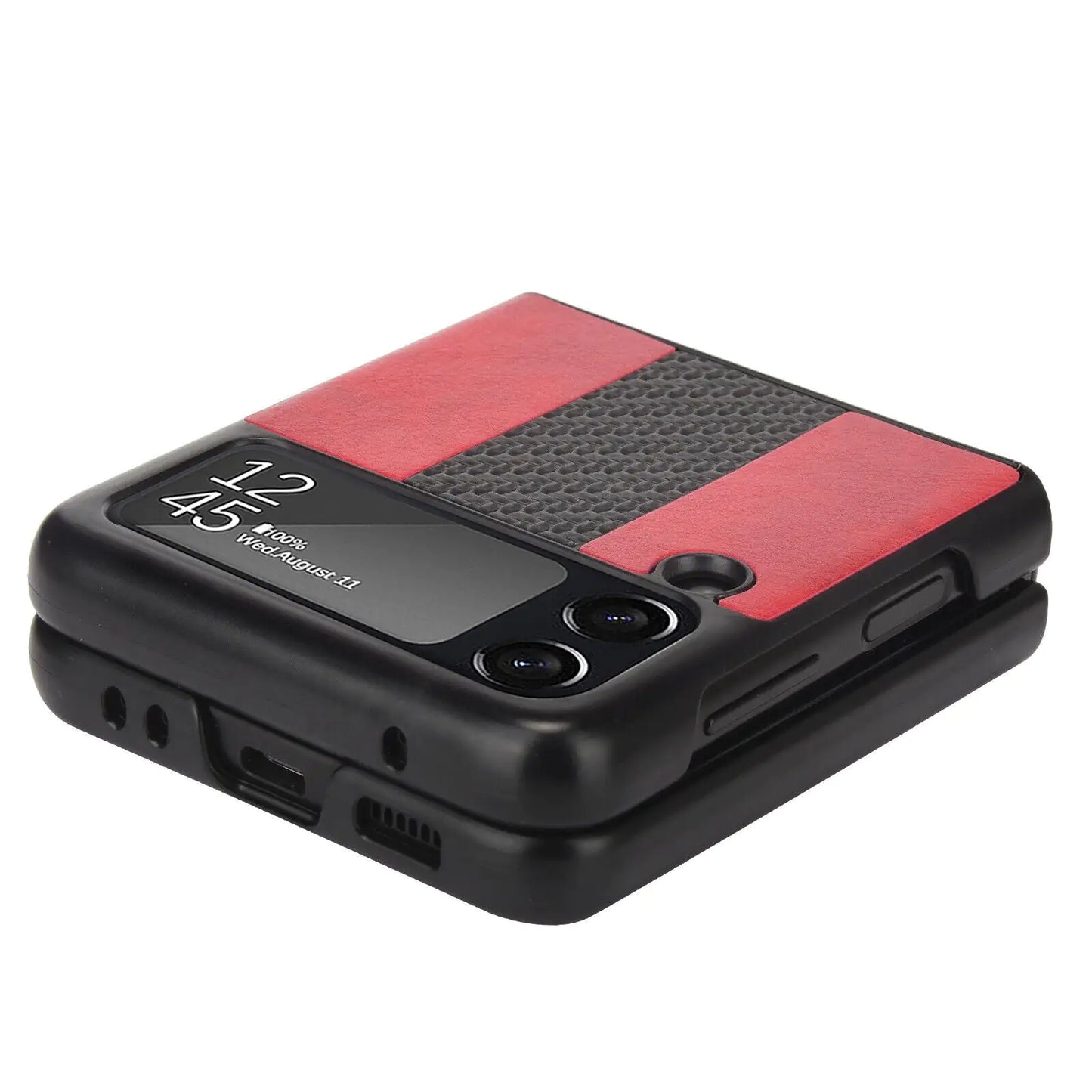 Pour Samsung Galaxy Z Flip 3 5G Housse de téléphone en cuir pliant mince et antichoc