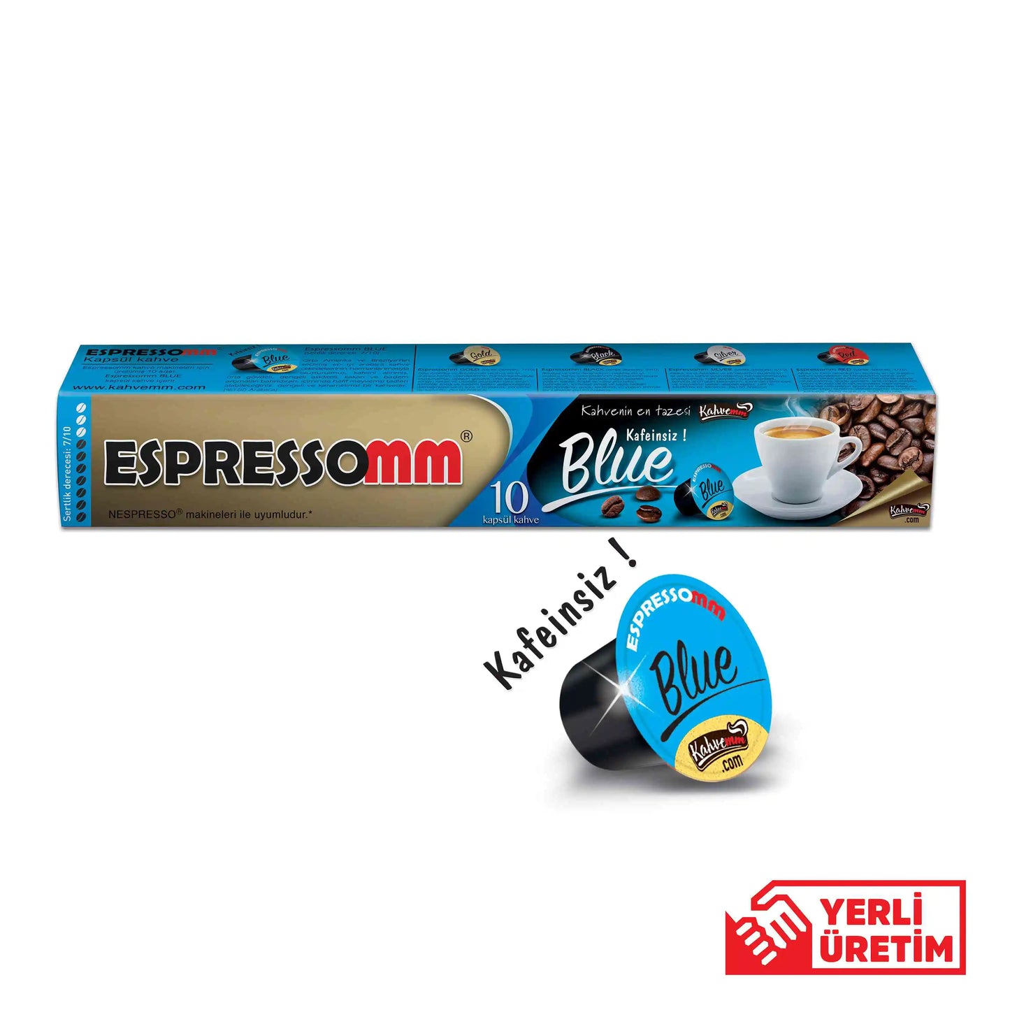 Capsule de café compatible Nespresso bleue Espressomm (10 pièces) - Pbt